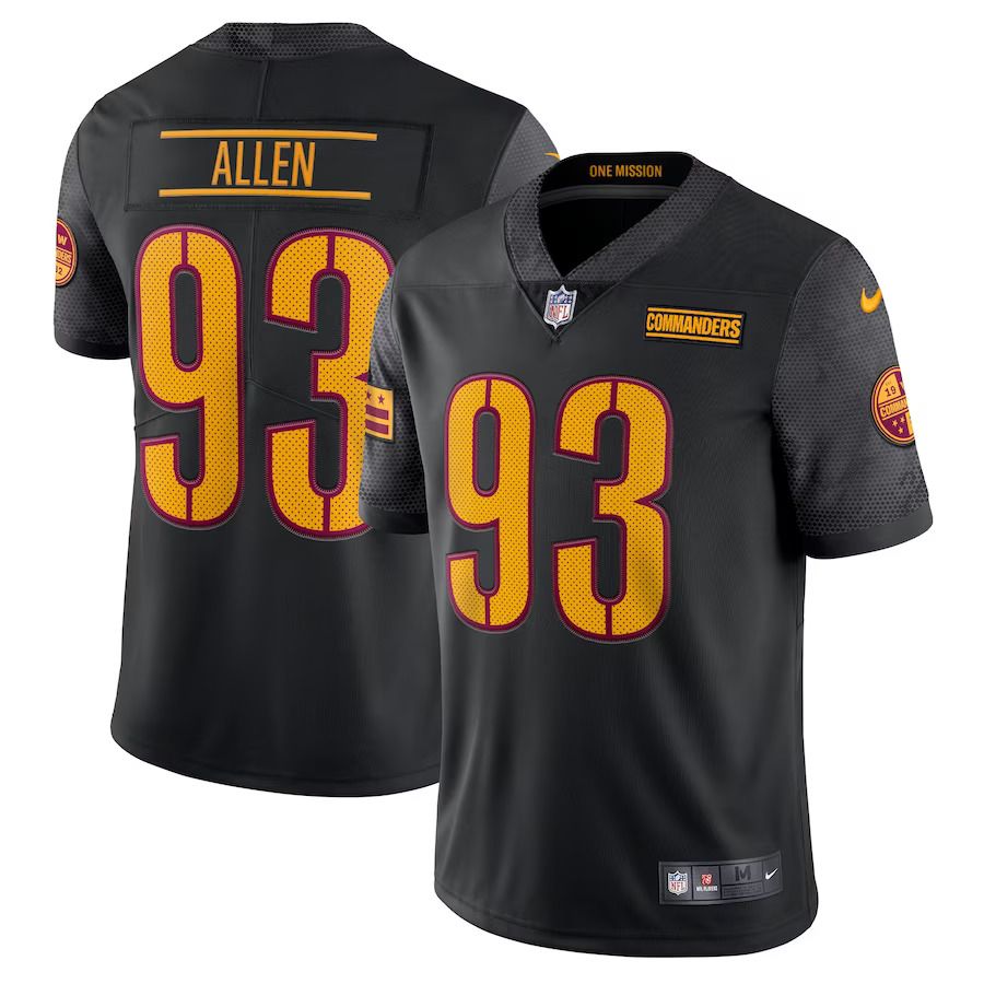 Men Washington Commanders #93 Jonathan Allen Nike Black Alternate Vapor Limited NFL Jersey